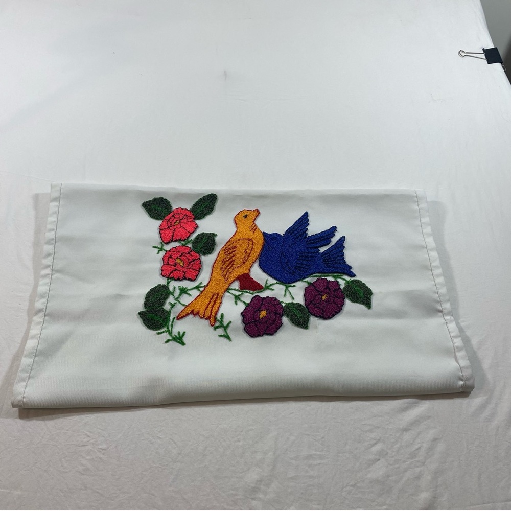 Embroidered Pillow Case Floral Birds Morning glory pillowcases purple p… - Picture 7 of 11